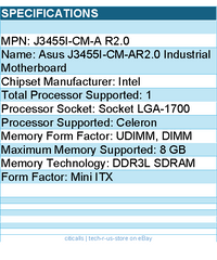 ASUS J3455I-CM-A R2.0 Motherboard - Celeron J3455 SoC Max.8GB DDR3L Mini ITX