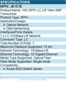 HPE J9151E 10G SFP+ LC LR 10km SMF Transceiver - For Optical Network