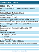HPE J9281D 10G SFP+ to SFP+ 1m DAC Cable - for Network Device