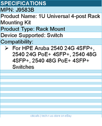 HPE J9583B 1U Universal 4-post Rack Mounting Kit - For Switches