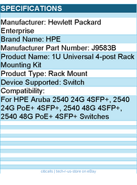 HPE J9583B Rack Mount for For HPE Aruba 2540 24G 4SFP+ Switchs