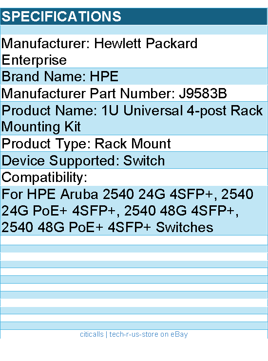 HPE J9583B Rack Mount for For HPE Aruba 2540 24G 4SFP+ Switchs