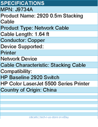 HPE J9734A 2920 0.5m Stacking Cable - Network Cable - 1.64 ft