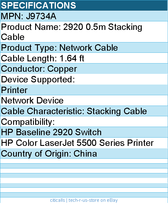 HPE J9734A 2920 0.5m Stacking Cable - Network Cable - 1.64 ft