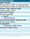 HPE J9735A 2920 1m Stacking Cable - Network Cable - 3.28 ft - Black