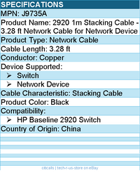 HPE J9735A 2920 1m Stacking Cable - Network Cable - 3.28 ft - Black