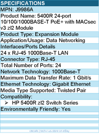 HPE J9986A 5400R 24-port 10/100/1000BASE-T PoE+ with MACsec v3 zl2 Module