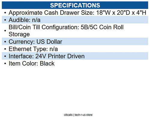 APG Cash Drawer JB320-BL1820-C Series 4000 Cash Drawer (18 x 20 Inch, 5 Bill