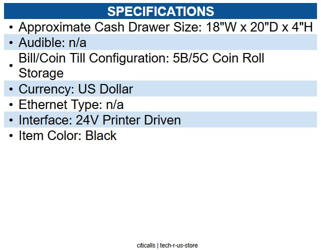 APG Cash Drawer JB320-BL1820-C Series 4000 Cash Drawer (18 x 20 Inch, 5 Bill
