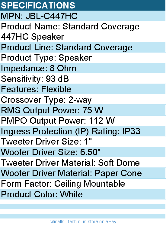 Harman JBL Professional JBL-C447HC Standard Coverage 447HC Speaker