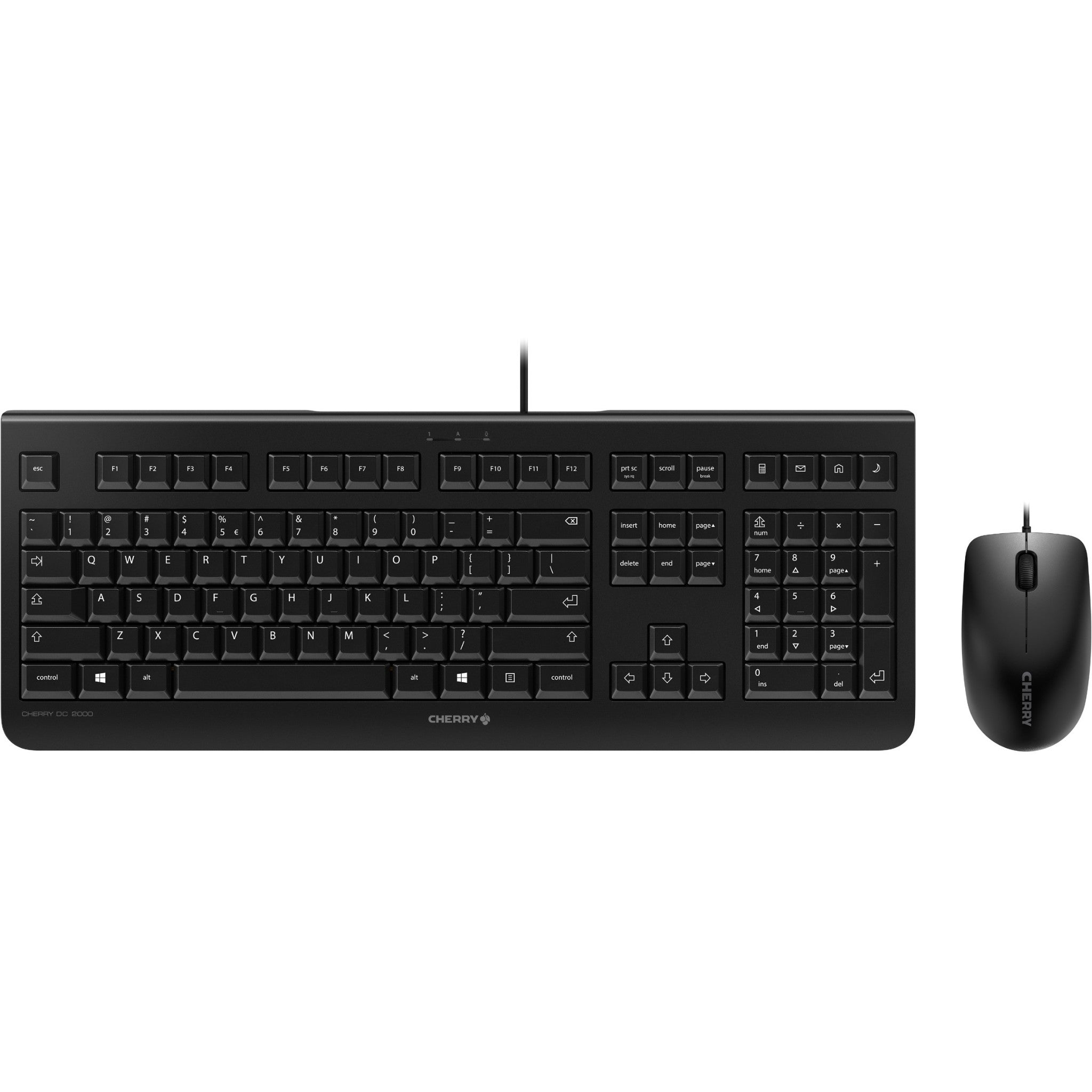 Cherry JD-0800EU-2 DC 2000 Wired Combo Full Size, Black, Symmetrical Wired Mouse