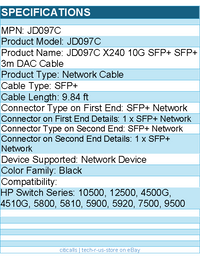 HPE JD097C X240 10G SFP+ SFP+ 3m DAC Cable - 9.84 ft - Black