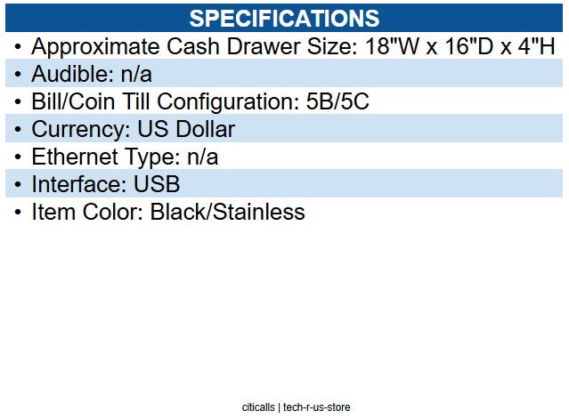 APG Cash Drawer JD554B-BL1816-K7 Series 4000 18"x16" Cash Drawer Stainless Steel