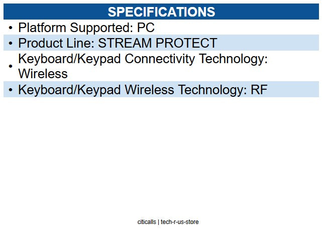 Cherry JK-8552US-0 Stream Wireless Keyboard w/ High Quality Protective Silicone
