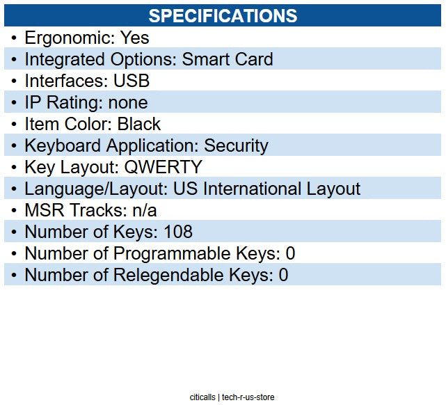Cherry JK-A0104EU-2 KC 1000 SC Security Keyboard Cable Connectivity - USB
