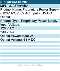 HPE JL087A#ABA Proprietary Power Supply - 120V AC, 230V AC Input - 54V DC Output