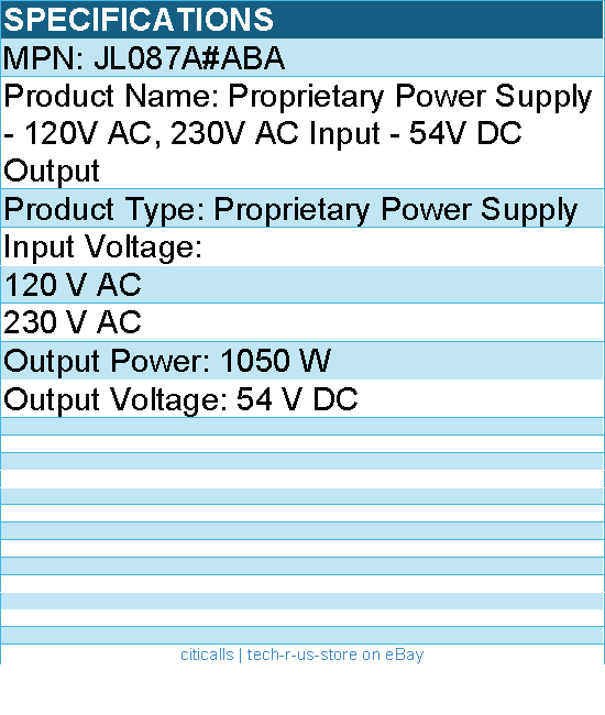 HPE JL087A#ABA Proprietary Power Supply - 120V AC, 230V AC Input - 54V DC Output