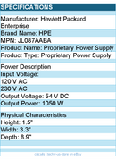 HPE JL087A#ABA Proprietary Power Supply - 120 V AC, 230 V AC Input