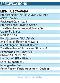 HPE JL255A#ABA Aruba 2930F 24G PoE+ 4SFP+ Switch - 24 Ports - Manageable