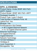HPE JL256A#ABA Aruba 2930F 48G PoE+ 4SFP+ Switch - 48 Ports - Manageable