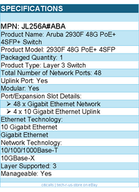 HPE JL256A#ABA Aruba 2930F 48G PoE+ 4SFP+ Switch - 48 Ports - Manageable