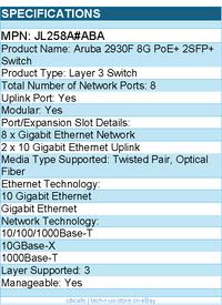 HPE JL258A#ABA Aruba 2930F 8G PoE+ 2SFP+ Switch - 8 Ports - Manageable