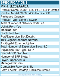 HPE JL262A#ABA 2930F 48G PoE+ 4SFP Switch - 48 Ports - Manageable