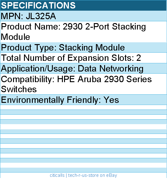 HPE JL325A 2930 2-Port Stacking Module - For Data Networking