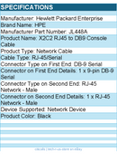 HPE JL448A Aruba X2C2 RJ45 to DB9 Console Cable - Black