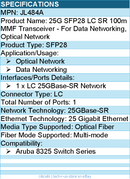 HPE JL484A 25G SFP28 LC SR 100m MMF Transceiver - For Data Networking