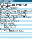 HPE JL485A 25G SFP28 LC eSR 400m MMF Transceiver - For Data Networking