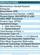 HPE JL485A 25G SFP28 LC eSR 400m MMF Transceiver For Data Networking
