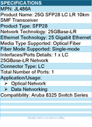 HPE JL486A 25G SFP28 LC LR 10km SMF Transceiver - For Optical Network