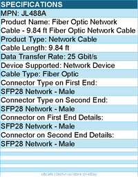 HPE JL488A Fiber Optic Network Cable - 9.84 ft Fiber Optic Network Cable