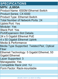 HPE JL660A 6300M Ethernet Switch - 24 Ports - Manageable - 3 Layer Supported
