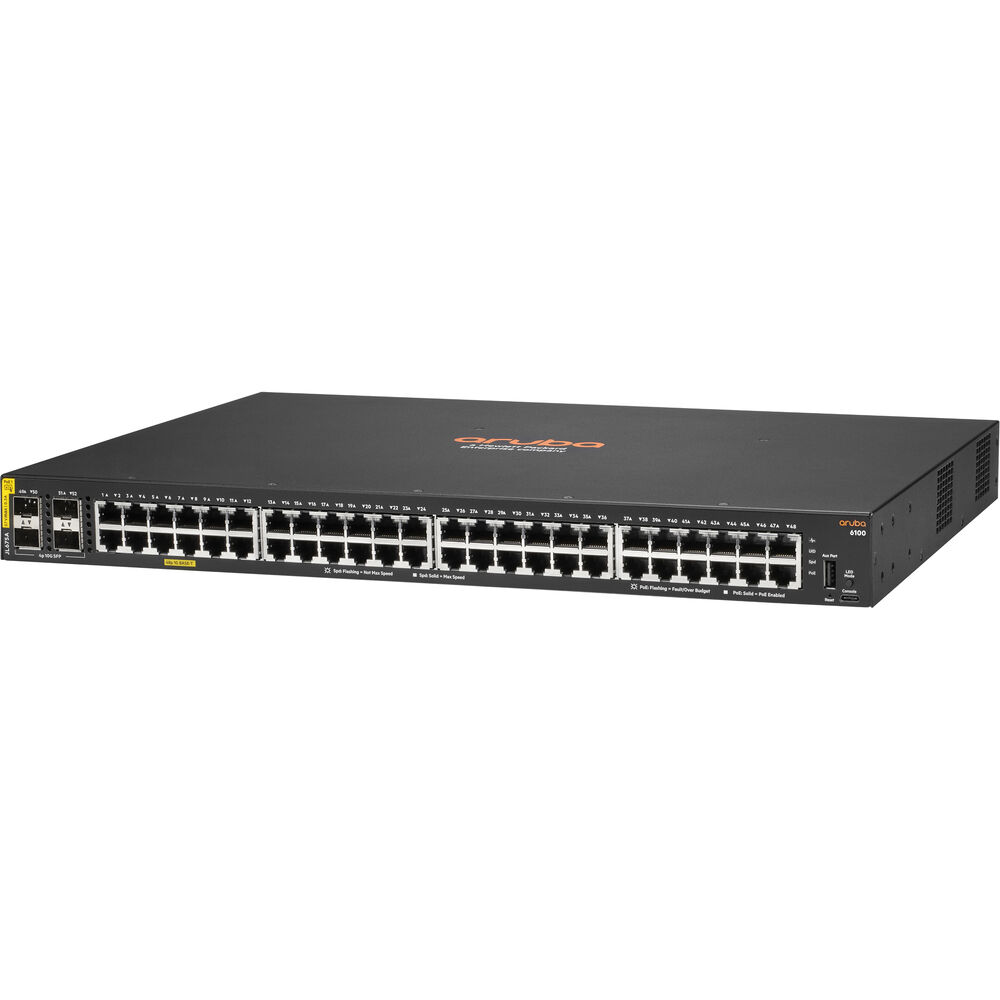 HPE JL675A#ABA 6100 48G Class4 PoE 4SFP+ 370W Ethernet Switch - 48 Ports