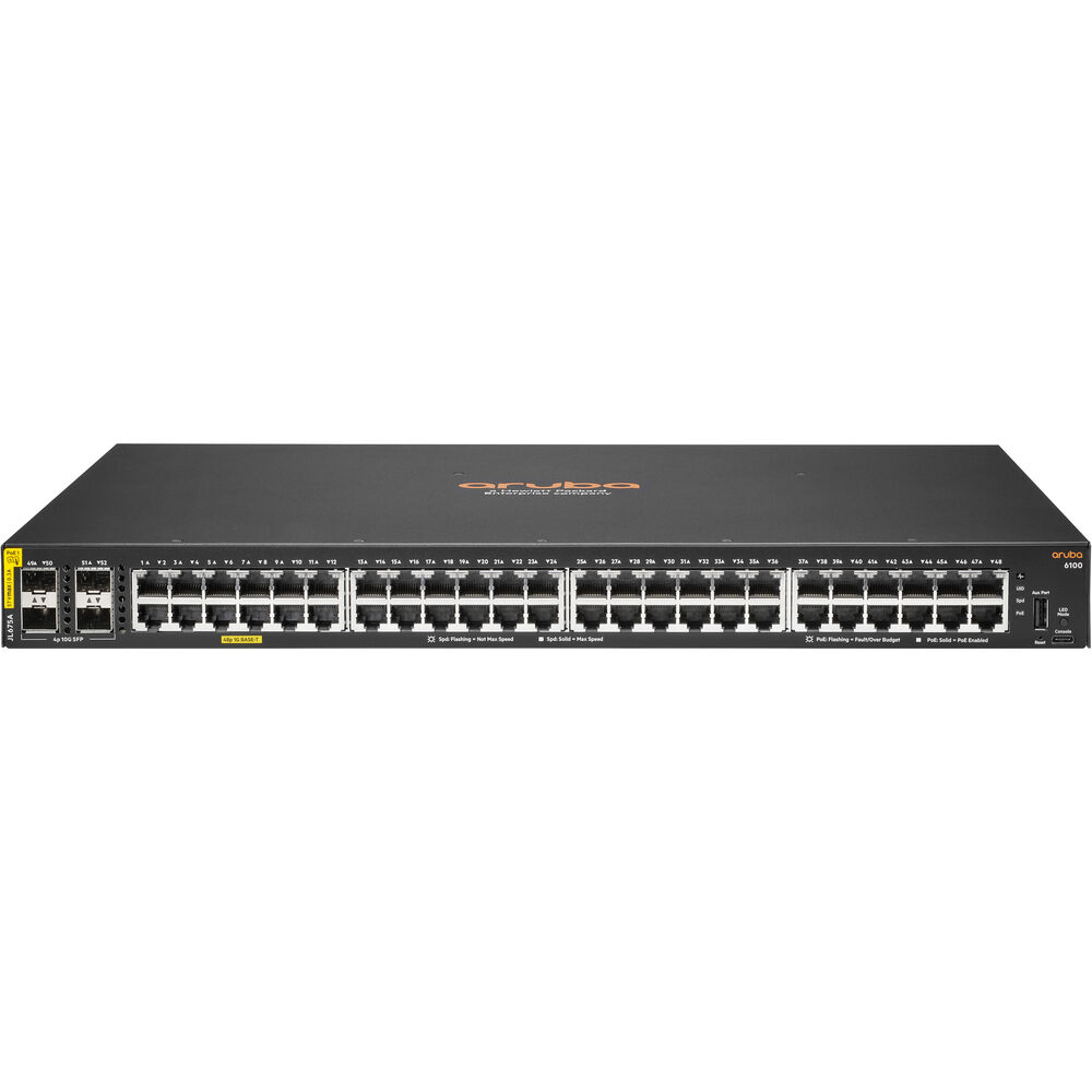 HPE JL675A#ABA 6100 48G Class4 PoE 4SFP+ 370W Ethernet Switch - 48 Ports