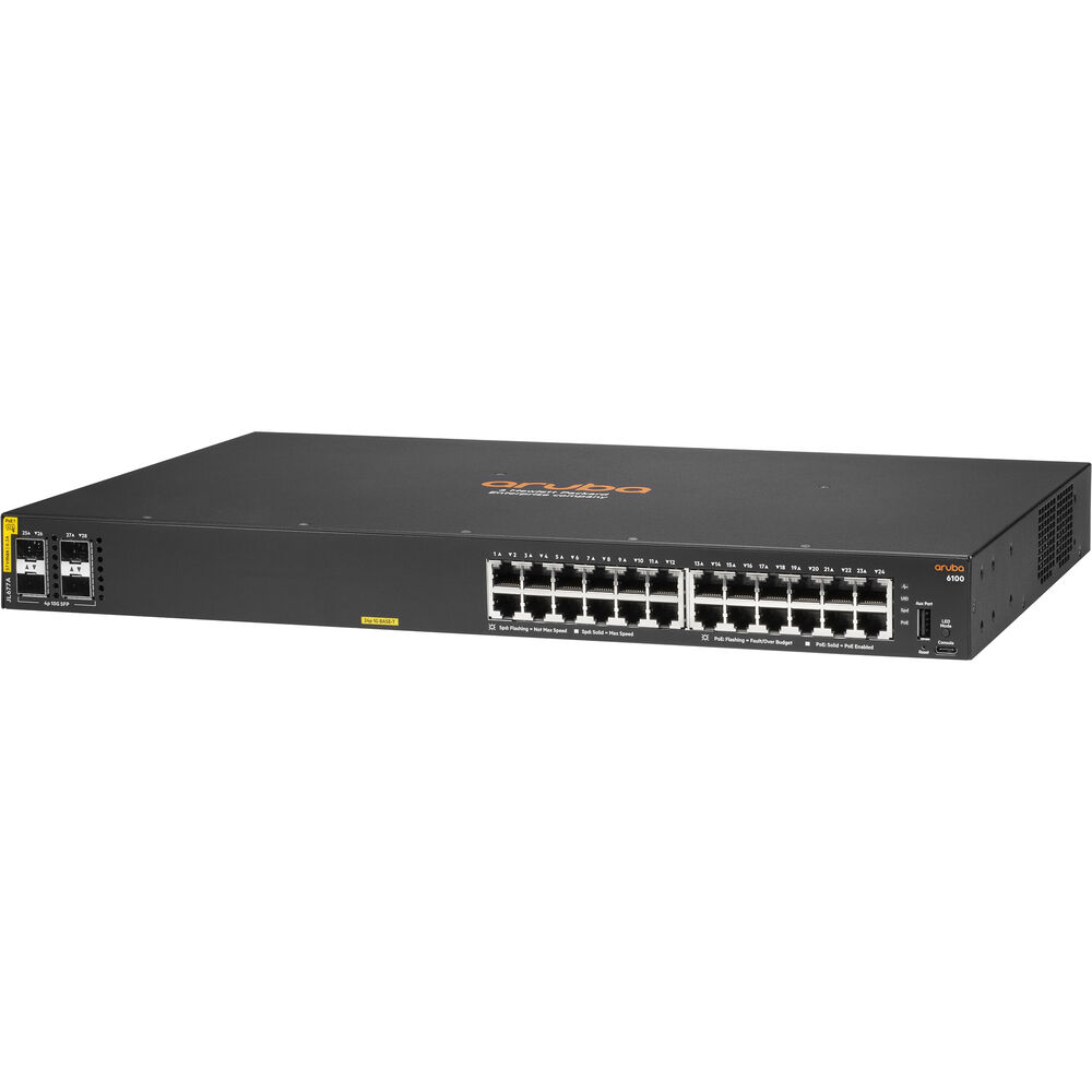 HPE JL677A#ABA 6100 24G Class4 PoE 4SFP+ 370W Switch - 24 Ports - Manageable