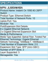 HPE JL680A#ABA Instant On 1930 8G 2SFP Ethernet Switch - 10 Ports - Manageable