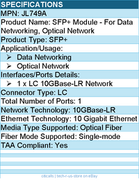 HPE JL749A SFP+ Module - For Data Networking, Optical Network