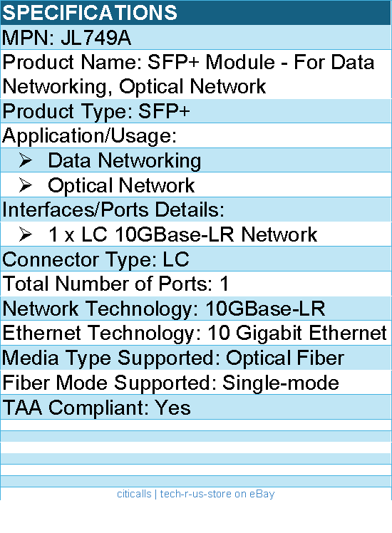 HPE JL749A SFP+ Module - For Data Networking, Optical Network
