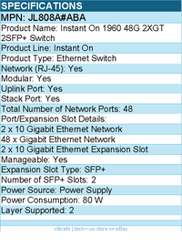 HPE JL808A#ABA Instant On 1960 48G 2XGT 2SFP+ Switch - 48 Ports - 80 W
