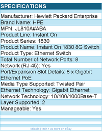 HPE JL810A#ABA Instant On 1830 8G Switch - 8 Ports - Manageable