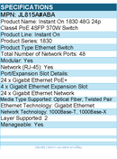 HPE JL815A#ABA Instant On 1830 48G 24p Class4 PoE 4SFP 370W Switch - 48 Ports