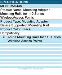 HPE JW044A Mounting Adapter -Mounting Rails for 110 Series WirelessAccess Points