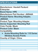 HPE JW044A Mounting Adapter - Aruba Mounting Rails for 110 Series Access Points