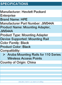 HPE JW044A Mounting Adapter - Aruba Mounting Rails for 110 Series Access Points