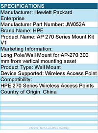 HPE JW052A Wall Mount for HPE 270 Series Wireless Access Points