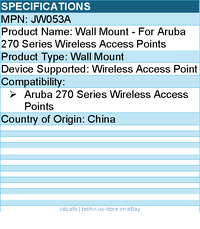 HPE JW053A Wall Mount - For Aruba 270 Series Wireless Access Points