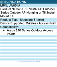 HPE JW054A Mounting Bracket - For Aruba 270 Series Outdoor Access Points